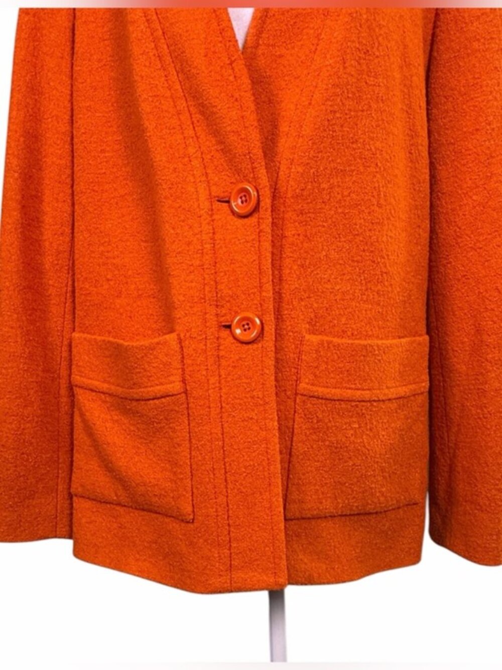 Doncaster Orange Wool Blend Jacket Size 12 Two Button Patch Pockets - Picture 8 of 11